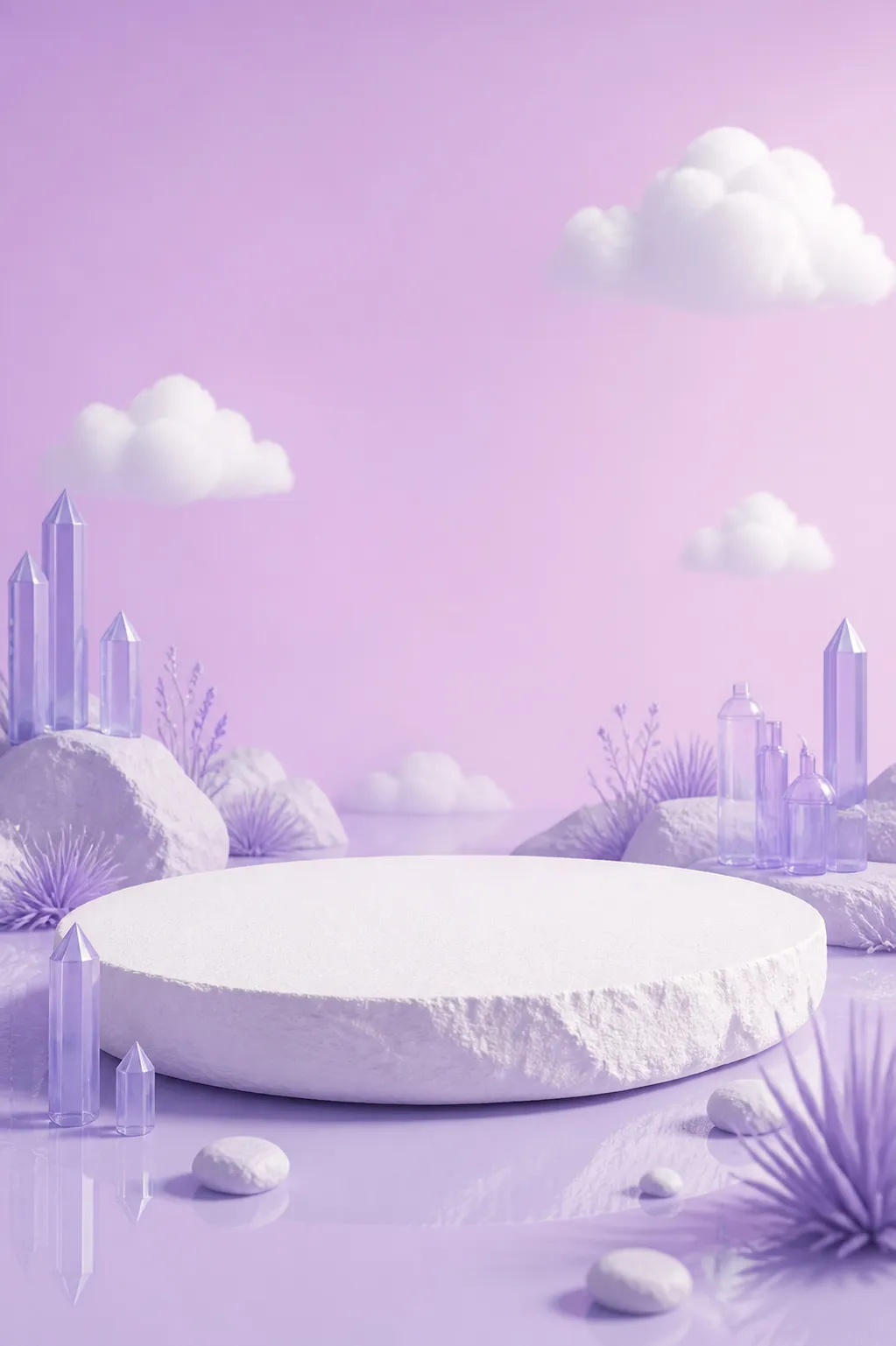 紫色水晶讲台产品展示背景｜AI 生图提示词