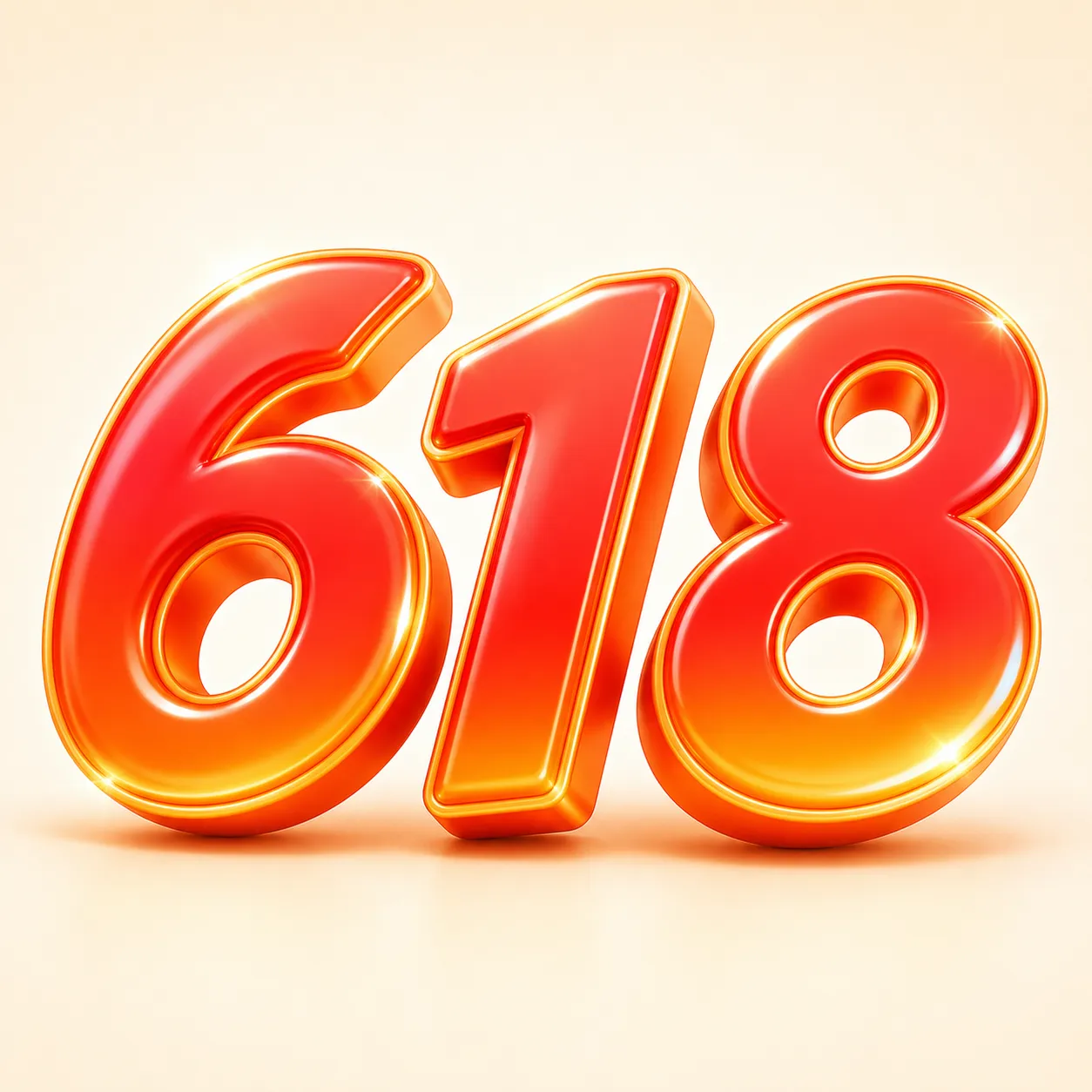 3D亮面红橙色618号｜AI 生图提示词