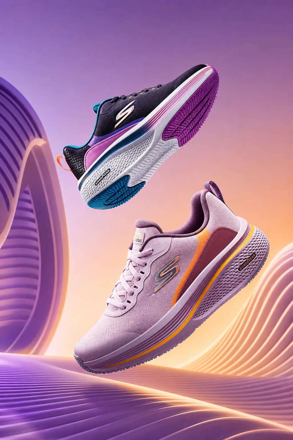 Skechers 带固特异鞋底的跑鞋｜AI 生图提示词