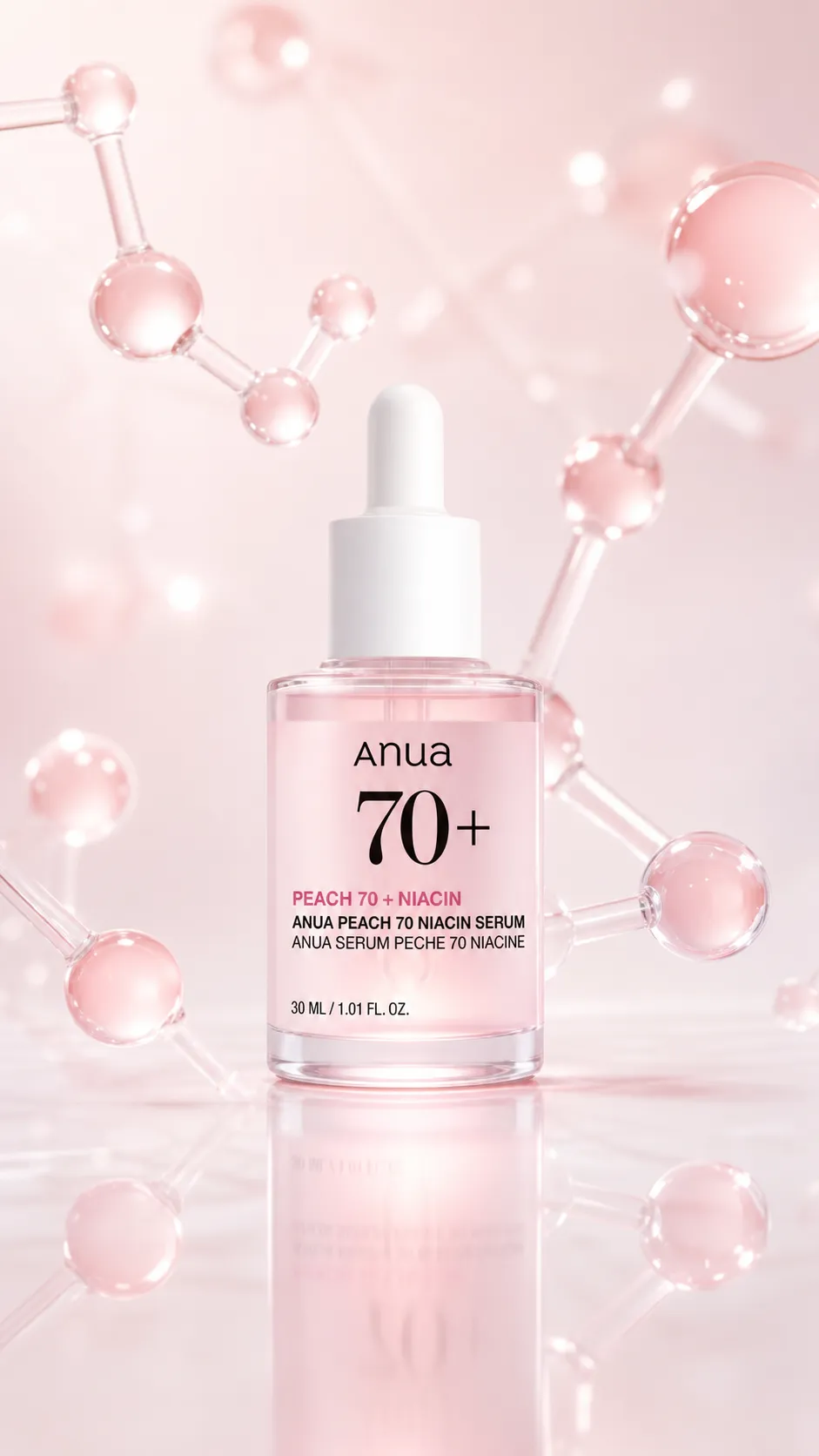Anua Peach 70烟酸精华瓶｜AI 生图提示词