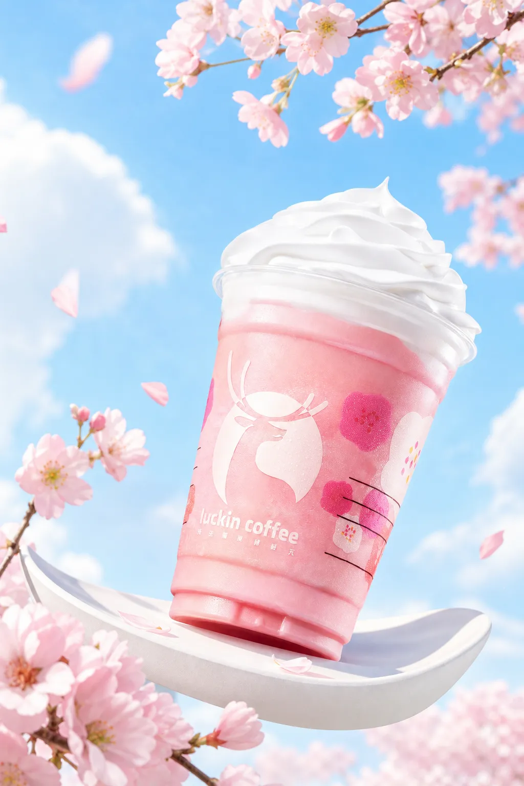 粉红樱花乐金咖啡饮品｜AI 生图提示词
