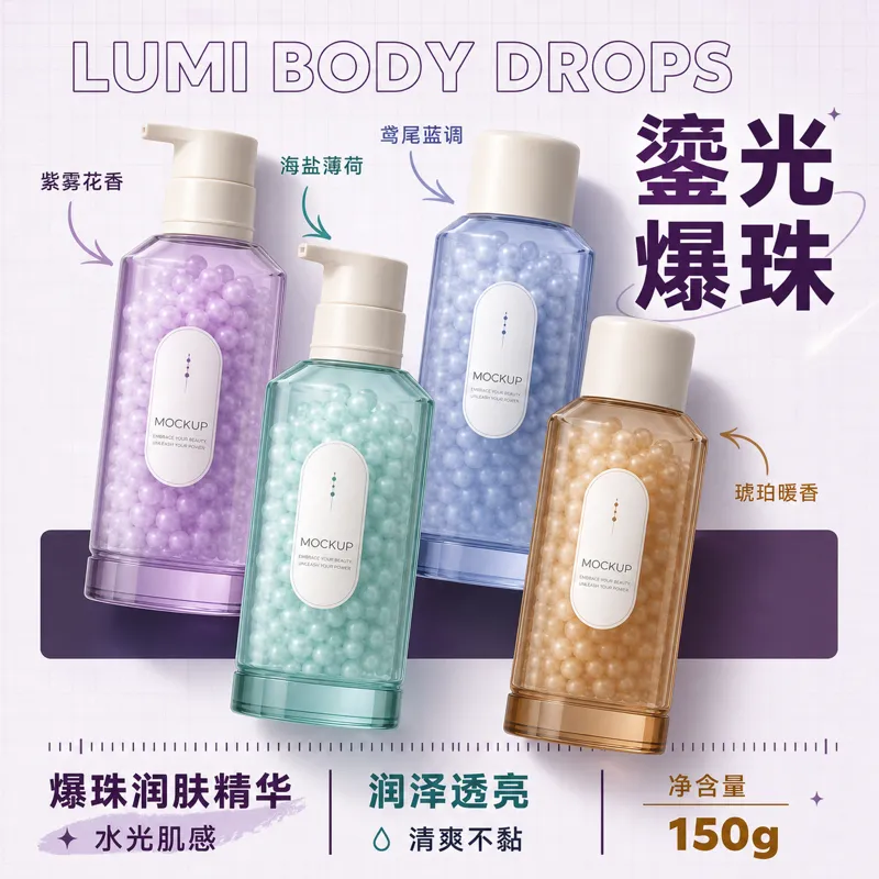 Lumi Body Drops 珠瓶模型｜AI 生图提示词
