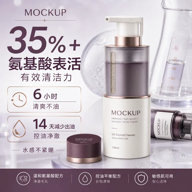 油控洁面乳氨基酸护肤模型｜AI 生图提示词