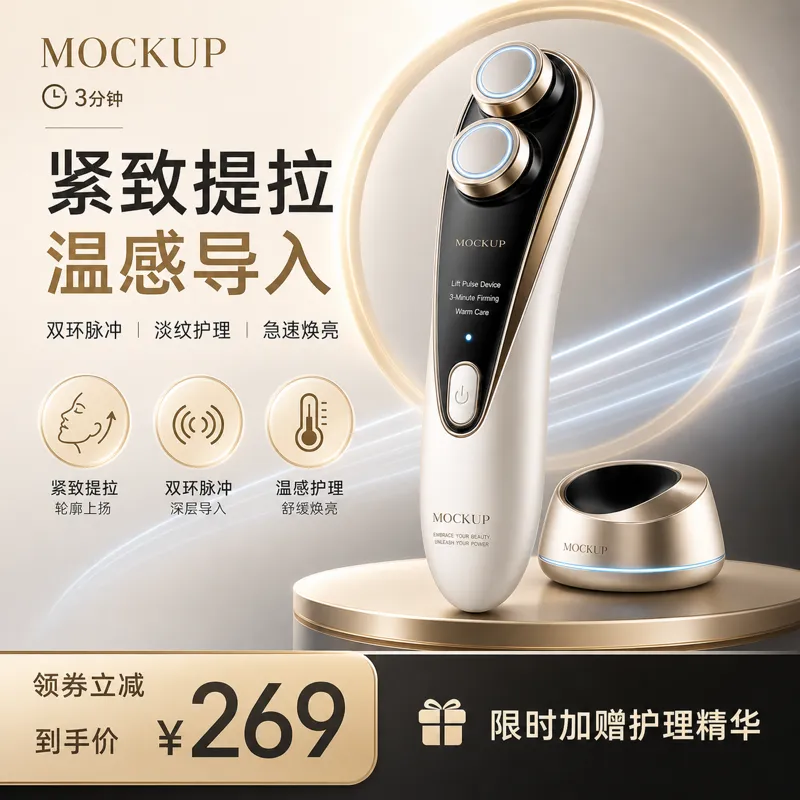 白金面部提拉装置模型｜AI 生图提示词