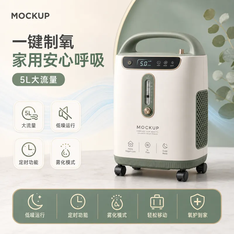便携式家用氧气浓缩器，容量为5升｜AI 生图提示词