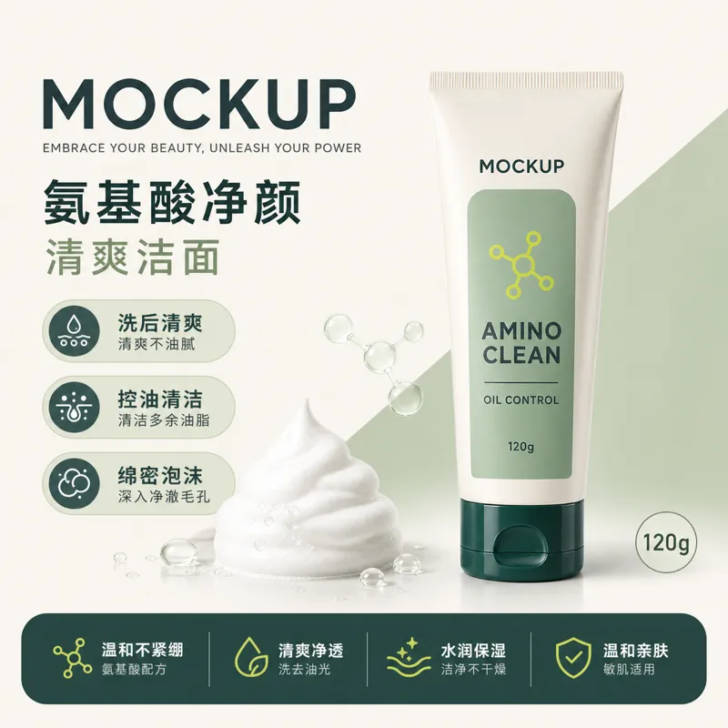 氨基酸洁面管泡沫模型｜AI 生图提示词