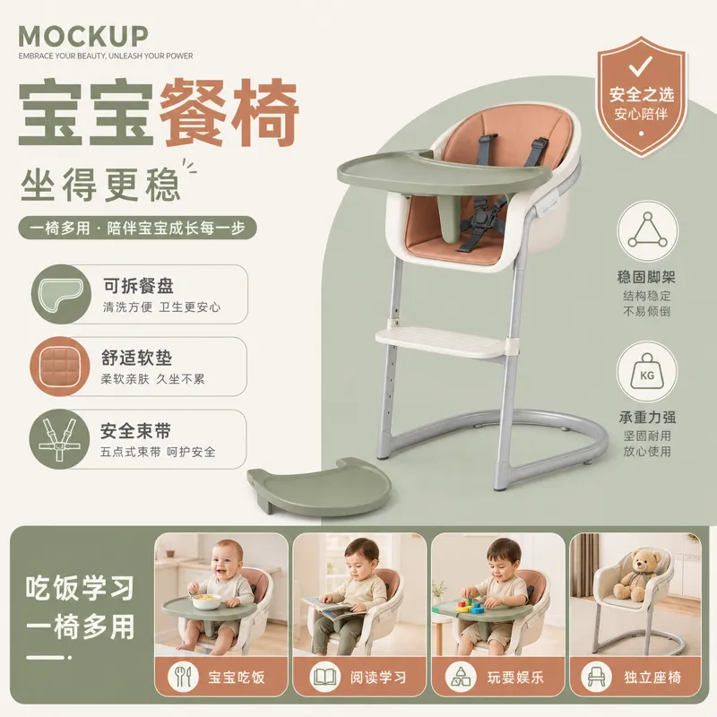 婴儿高脚椅模型设计｜AI 生图提示词