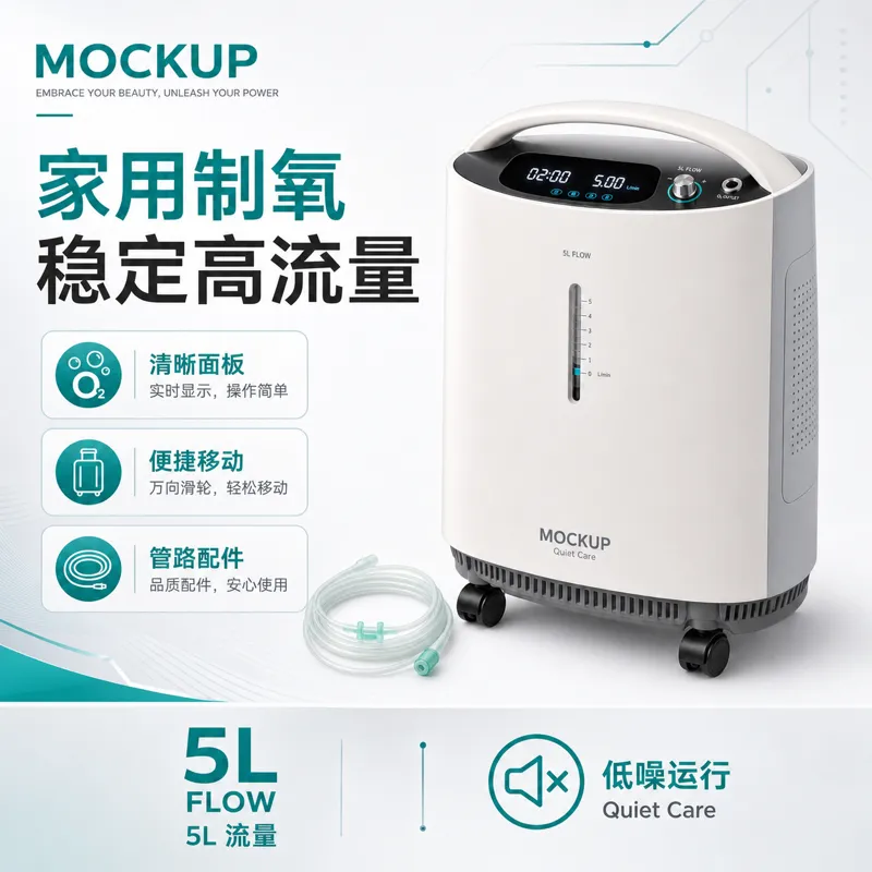 怀特家用5升流量氧气浓缩器｜AI 生图提示词