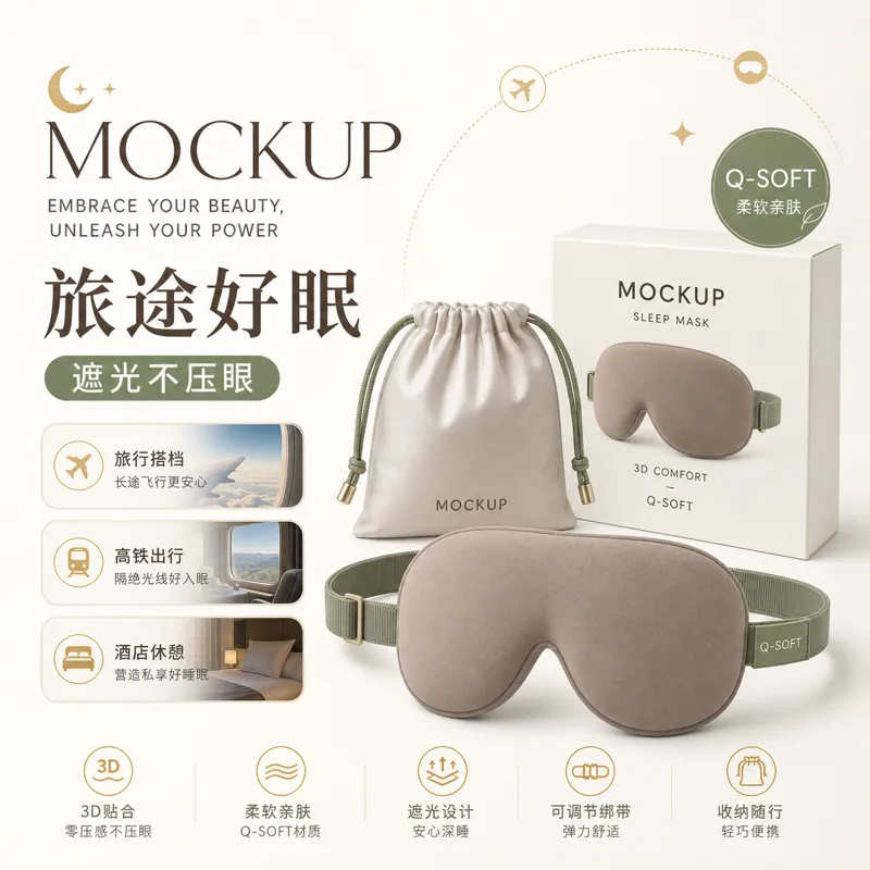 睡眠眼罩样带包装盒和袋子｜AI 生图提示词