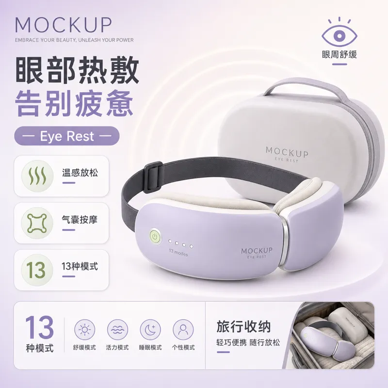 紫眼休息按摩器带保护壳｜AI 生图提示词