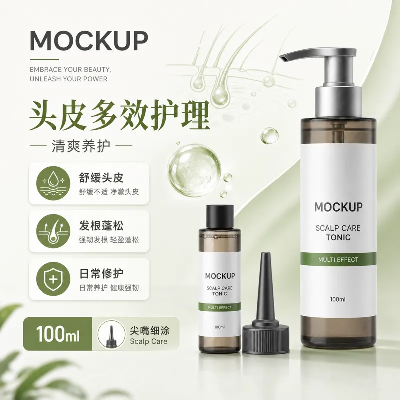 头皮护理补品瓶模型设计｜AI 生图提示词