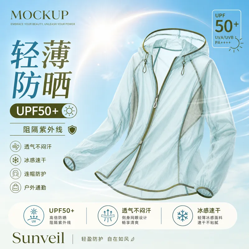 轻量化UPF 50+ 防晒夹克模型｜AI 生图提示词
