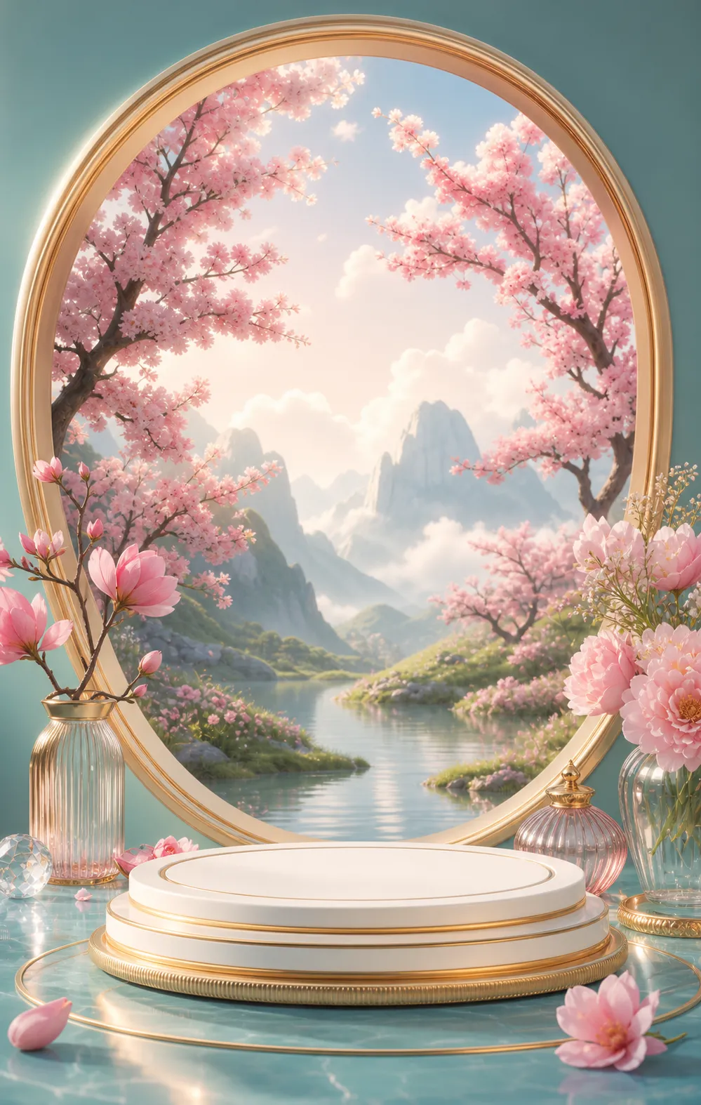 樱花镜产品展示台｜AI 生图提示词