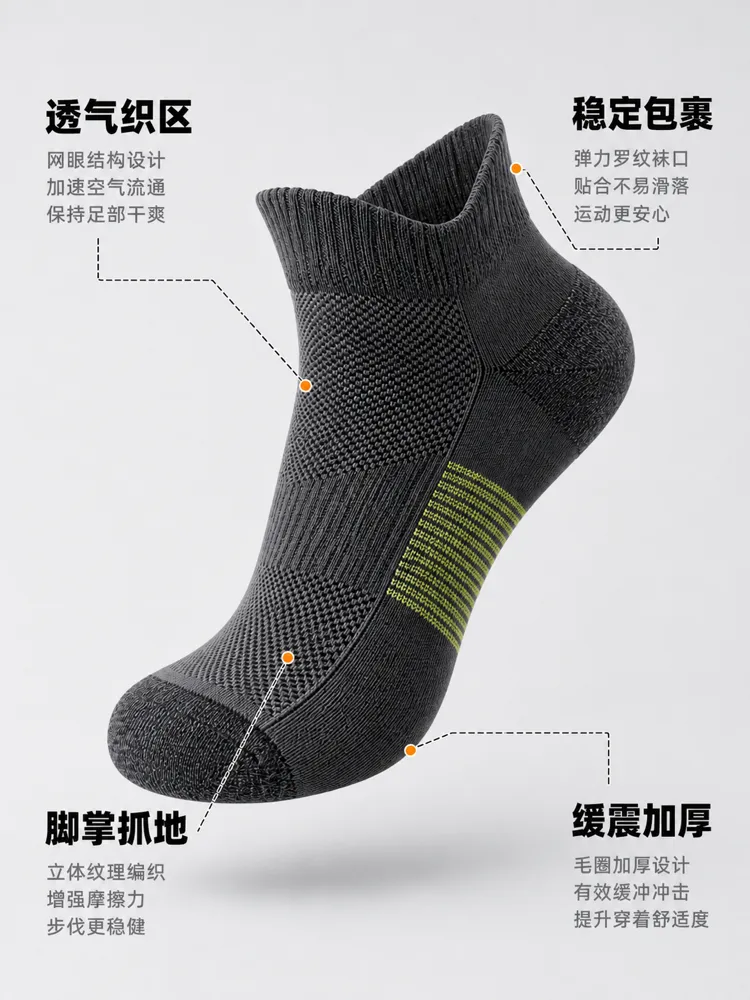 深灰色运动袜特征图｜AI 生图提示词