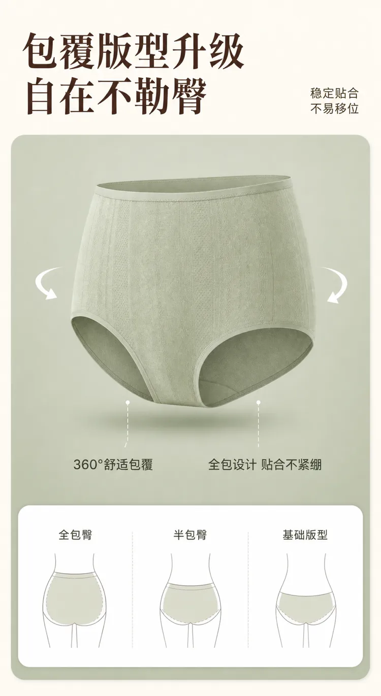 高腰全覆盖女性内裤内裤｜AI 生图提示词