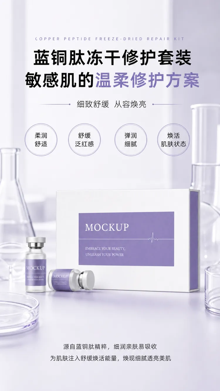 铜肽冻干修复套件模型｜AI 生图提示词