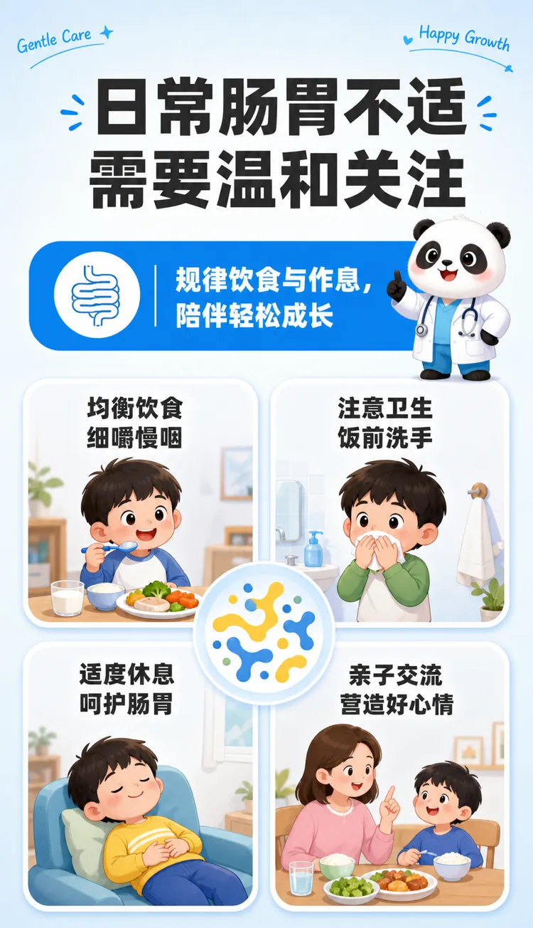 儿童消化健康与日常护理习惯指南｜AI 生图提示词