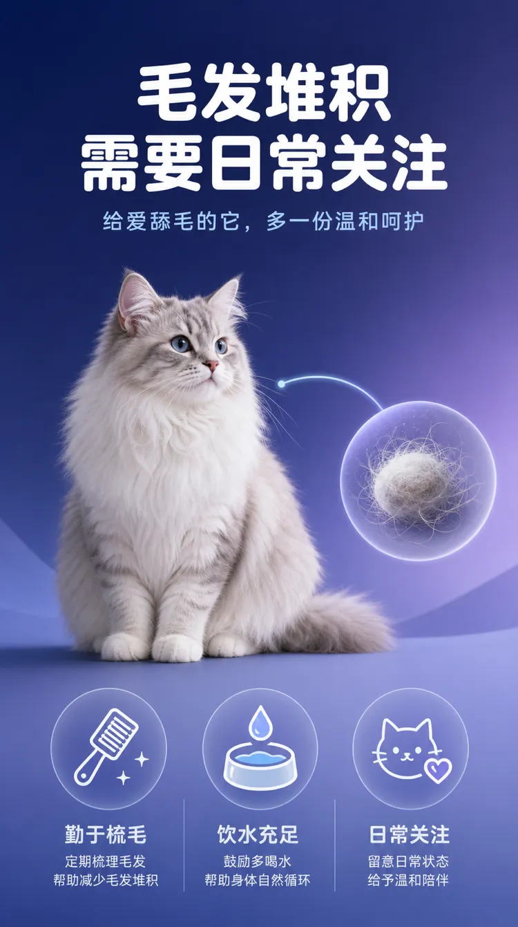 毛茸茸猫毛球护理与每日关注指南｜AI 生图提示词