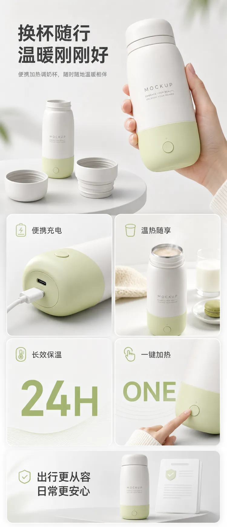 便携式加热瓶模型｜AI 生图提示词