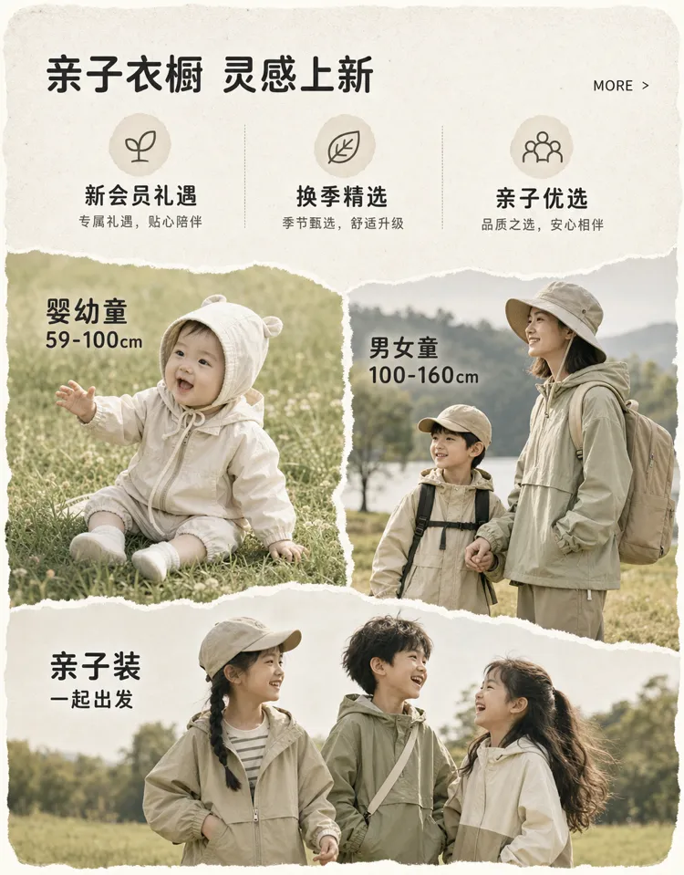 家庭亲子户外服装系列｜AI 生图提示词
