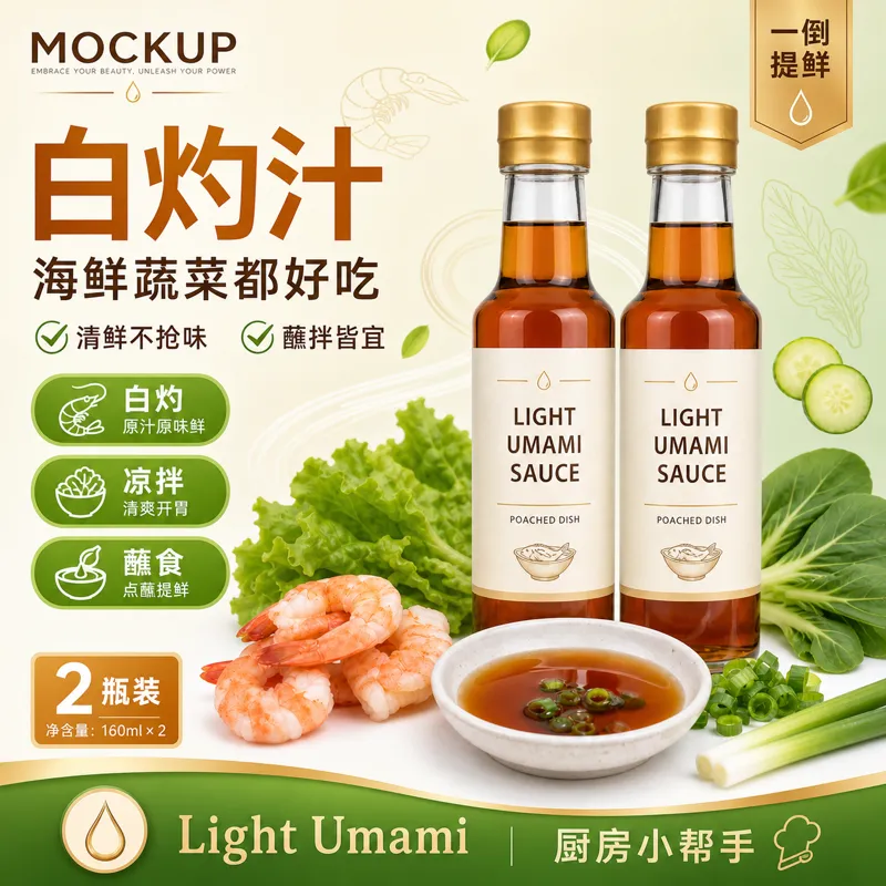 淡淡鲜味酱瓶装虾和蔬菜模型｜AI 生图提示词
