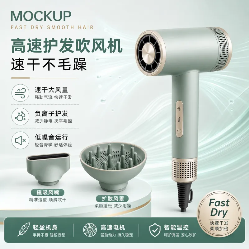 高速吹风机模型及配件｜AI 生图提示词