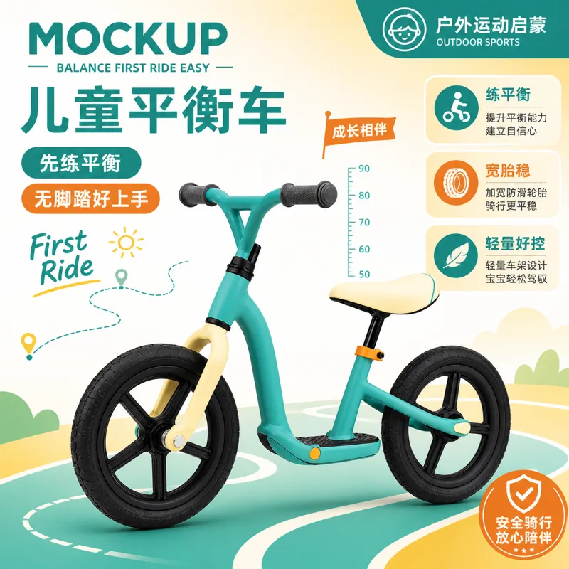 儿童平衡车首次骑行模型｜AI 生图提示词