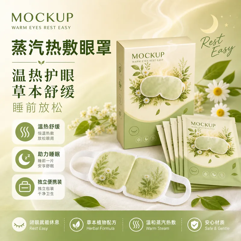 草本蒸汽眼罩包装花卉设计样板｜AI 生图提示词