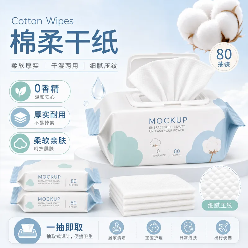 棉质湿巾包装样板，含80张｜AI 生图提示词