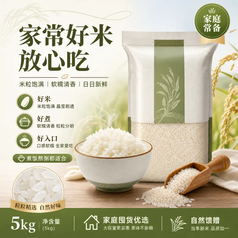 5公斤高级白米饭，配煮熟的碗｜AI 生图提示词