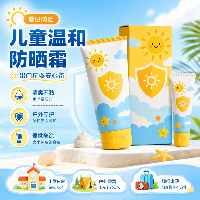 儿童温和防晒管 Sun Design｜AI 生图提示词