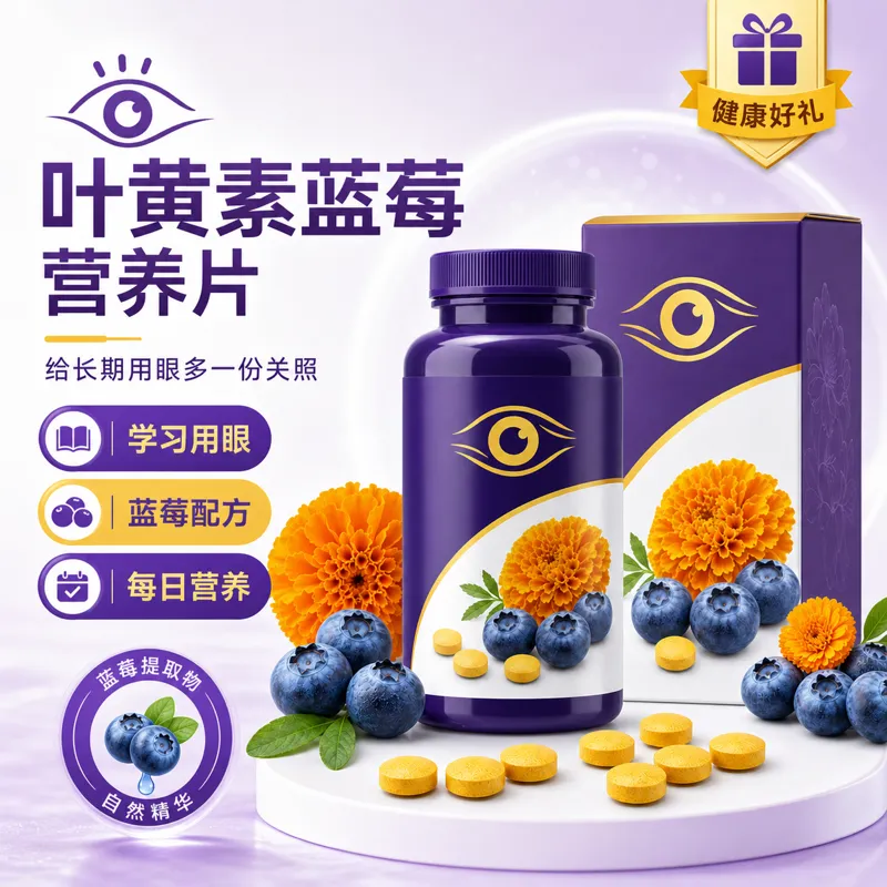叶黄素蓝莓营养片，助益眼部健康｜AI 生图提示词