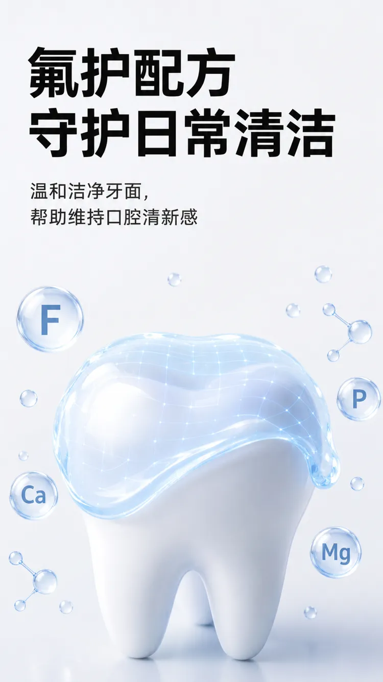 带氟保护罩的三维牙齿｜AI 生图提示词