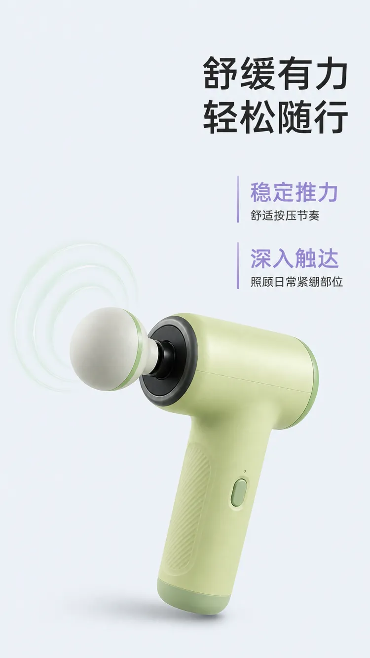 绿色迷你按摩枪用于肌肉放松｜AI 生图提示词