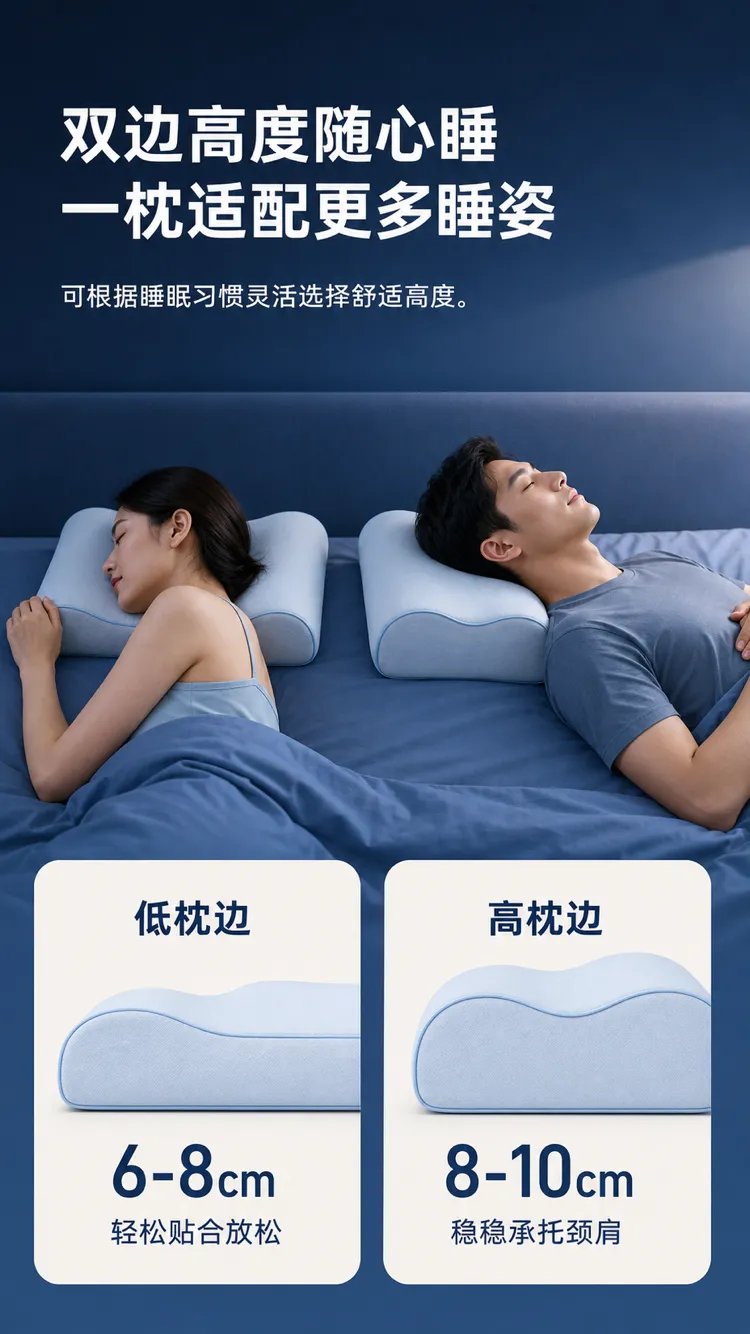 双高度人体工学枕头，助你更好地睡眠｜AI 生图提示词