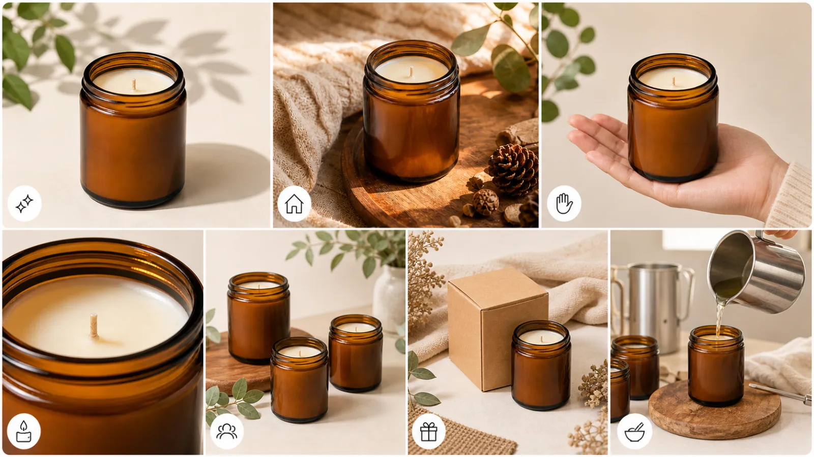 Etsy香薰蜡烛工作室图生活图尺寸图细节图包装图和制作图组合
