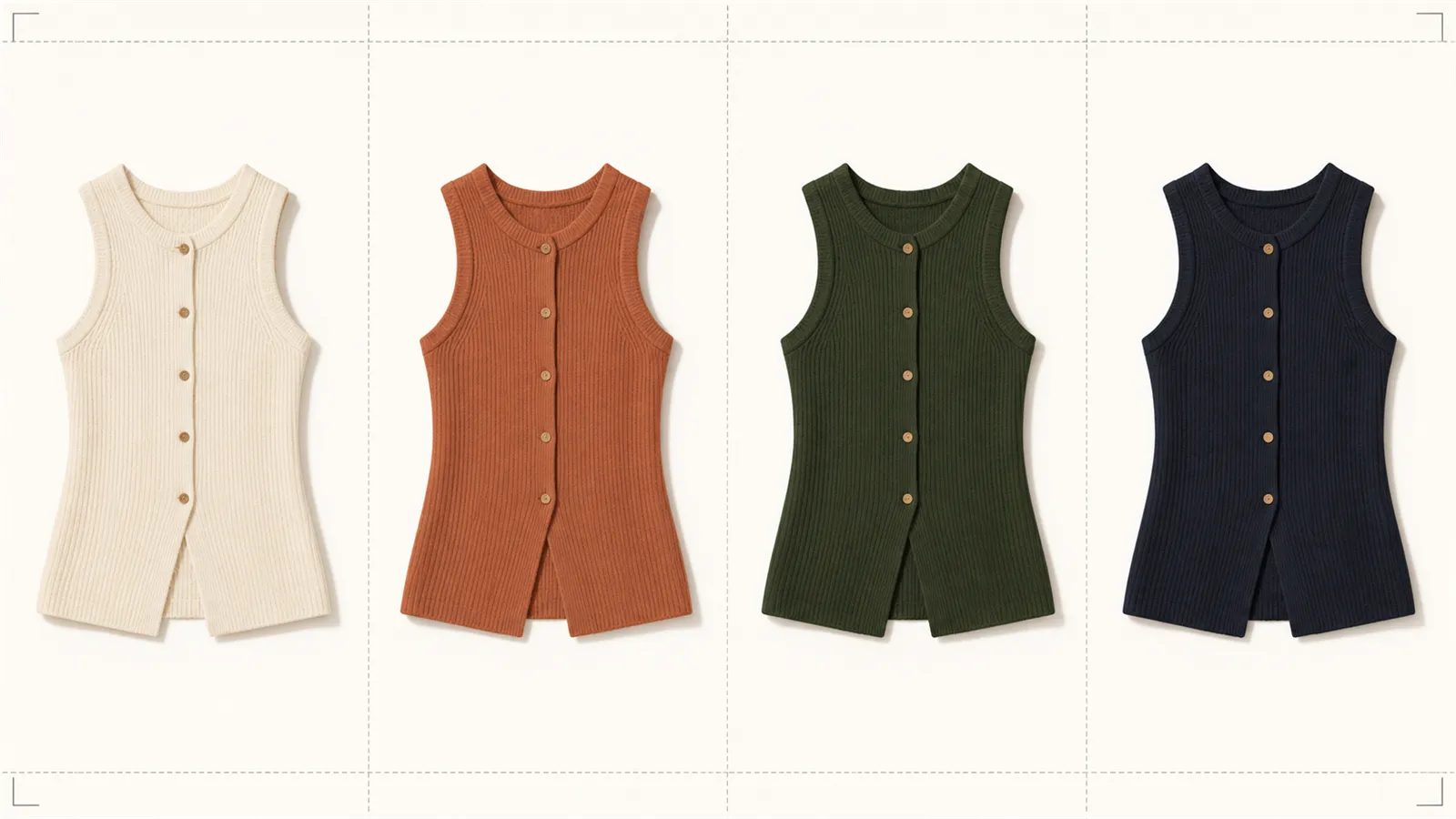 Shopify同款多色服装SKU使用统一画幅、主体比例和留白的构图网格