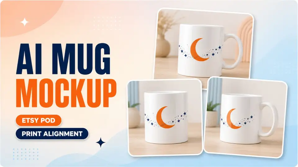 Etsy 定制马克杯 AI Mockup 怎么避免图案错位？杯柄方向、环绕印刷与裁切检查