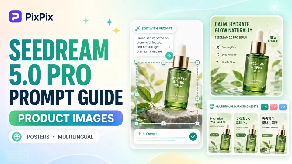 Seedream 5.0 Pro提示词教程：用PixPix生成商品图、海报和多语言素材