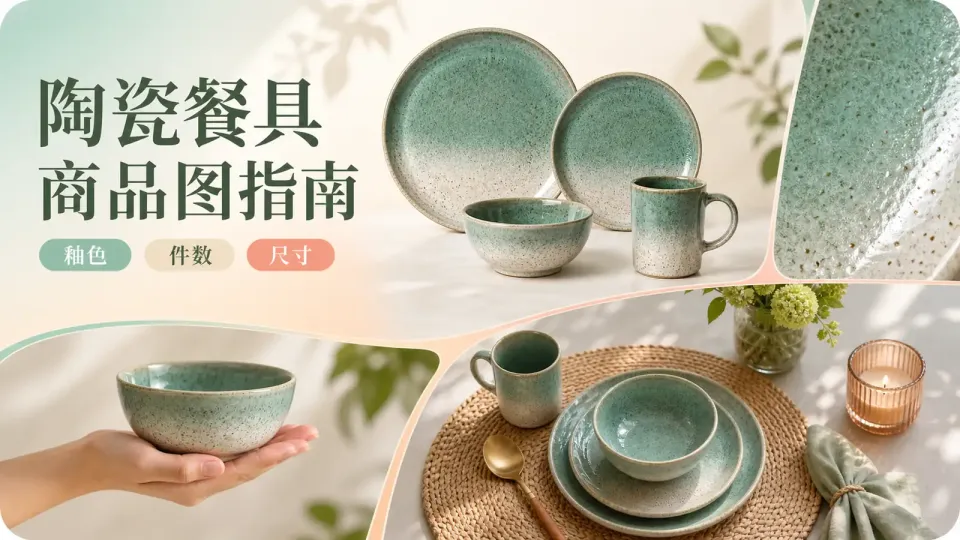 Etsy 陶瓷餐具套装怎么拍？件数、釉色与尺寸比例商品图指南