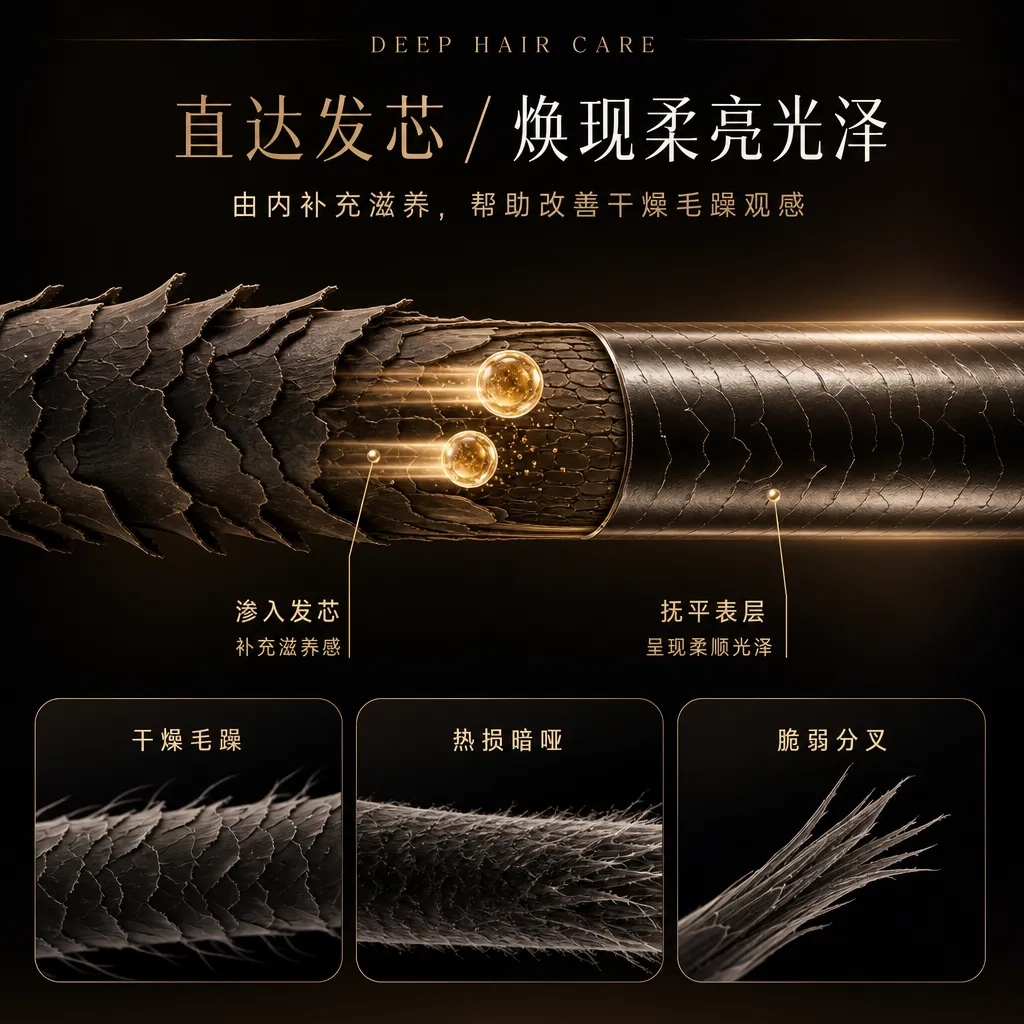 深层护发发丝修复与指甲边缘平滑｜AI 生图提示词