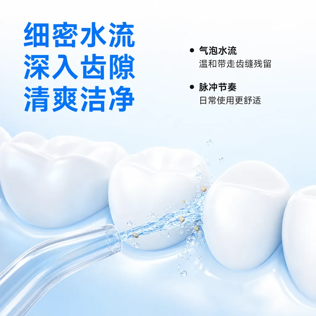 细水流深层清洁牙缝｜AI 生图提示词