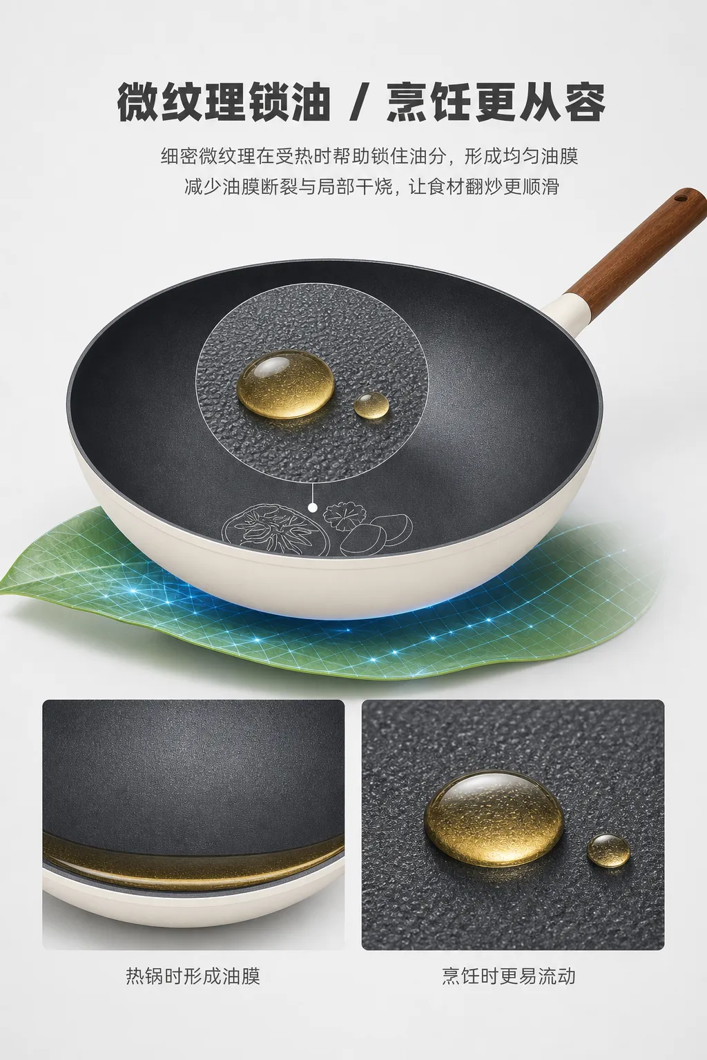 带有微纹理表面的不粘锅｜AI 生图提示词