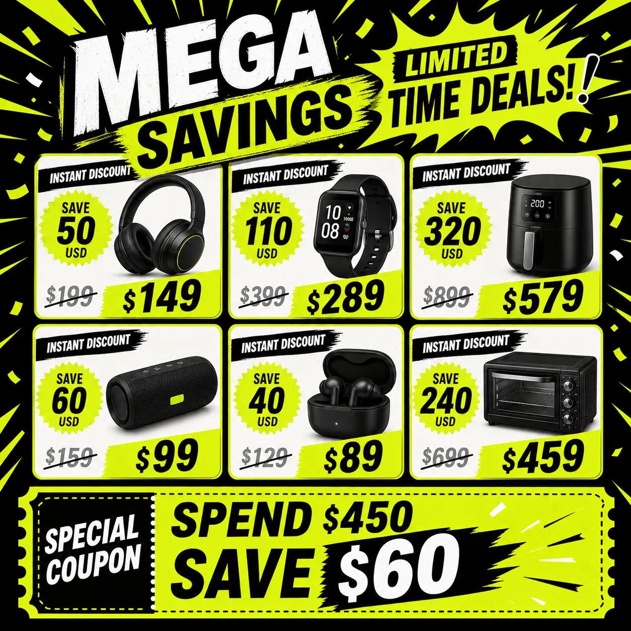 Discount coupons and VIP top-up promotion banner.｜AI Image Generation Prompts