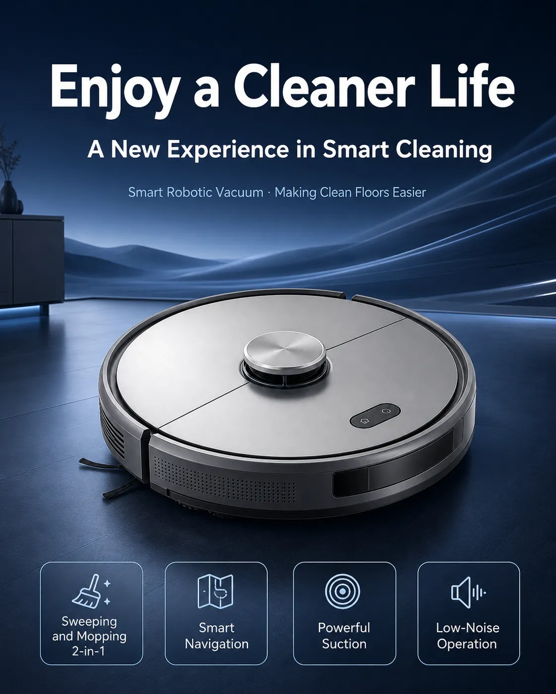 Smart Robot Vacuum Cleaner for Home Cleaning｜AI Image Generation Prompts