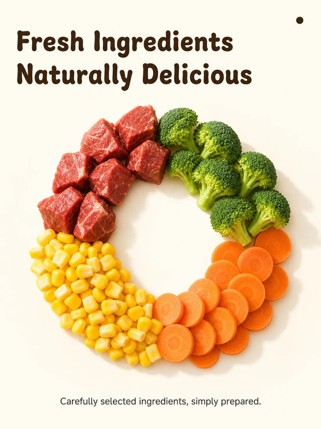 Fresh meat and vegetables arranged in a circle｜AI Image Generation Prompts
