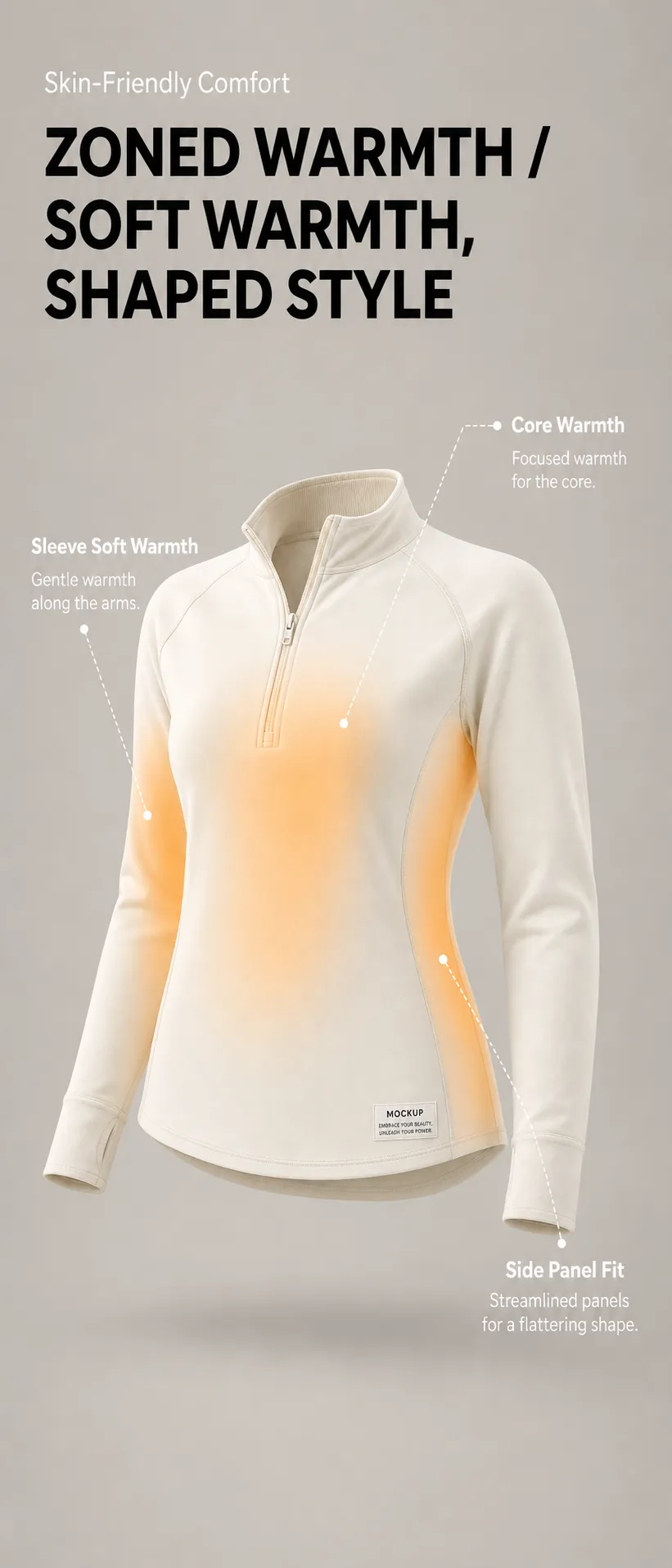 Women's Cream Half-Zip Fleece Pullover Top｜AI Image Generation Prompts