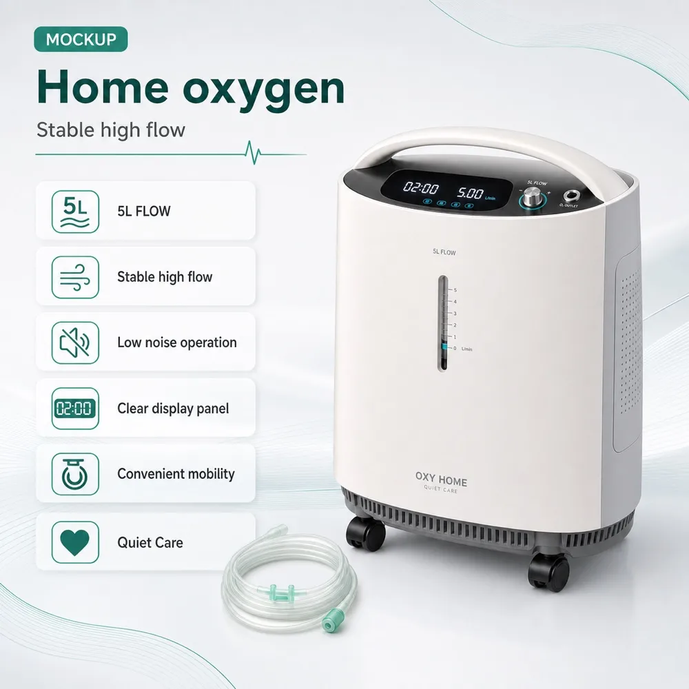 White Home Oxygen Concentrator with 5L Flow｜AI Image Generation Prompts