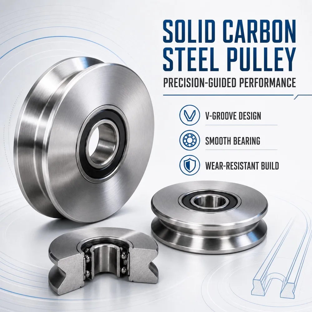 Solid Carbon Steel V-Groove Pulley with Bearing｜AI Image Generation Prompts
