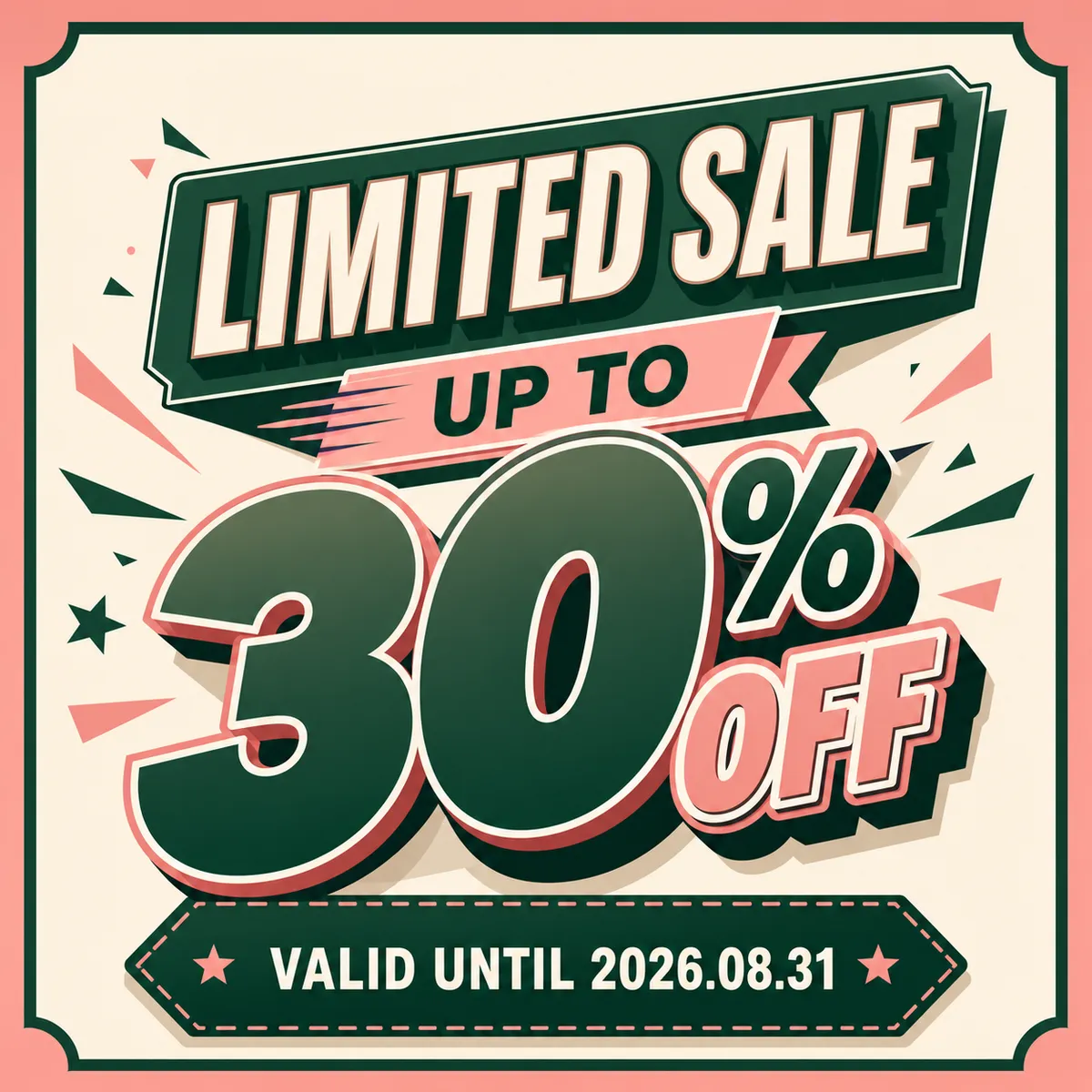 折扣促销 30%｜AI图像生成提示词